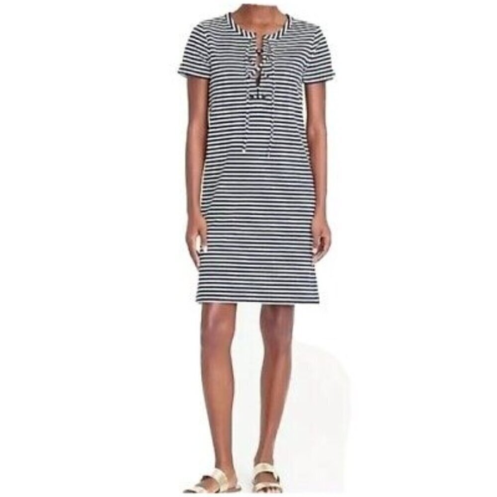 J CREW Stripe lace up jersey knit mini dress size XL